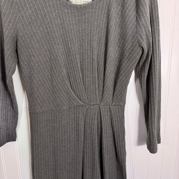 Anthropologie Saturday Sunday Gray Knit Ribbed 3/4 Sleeve Midi Dress Size Small - Picture 3 of 11